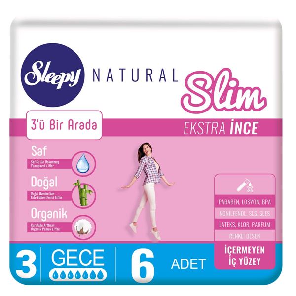 Photo de Sleepy Natural Slim Extra Thin Night (6 serviettes)